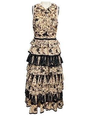 ULLA JOHNSON IVORY MULTI PLUMERIA PRINT ARIAH DRESS